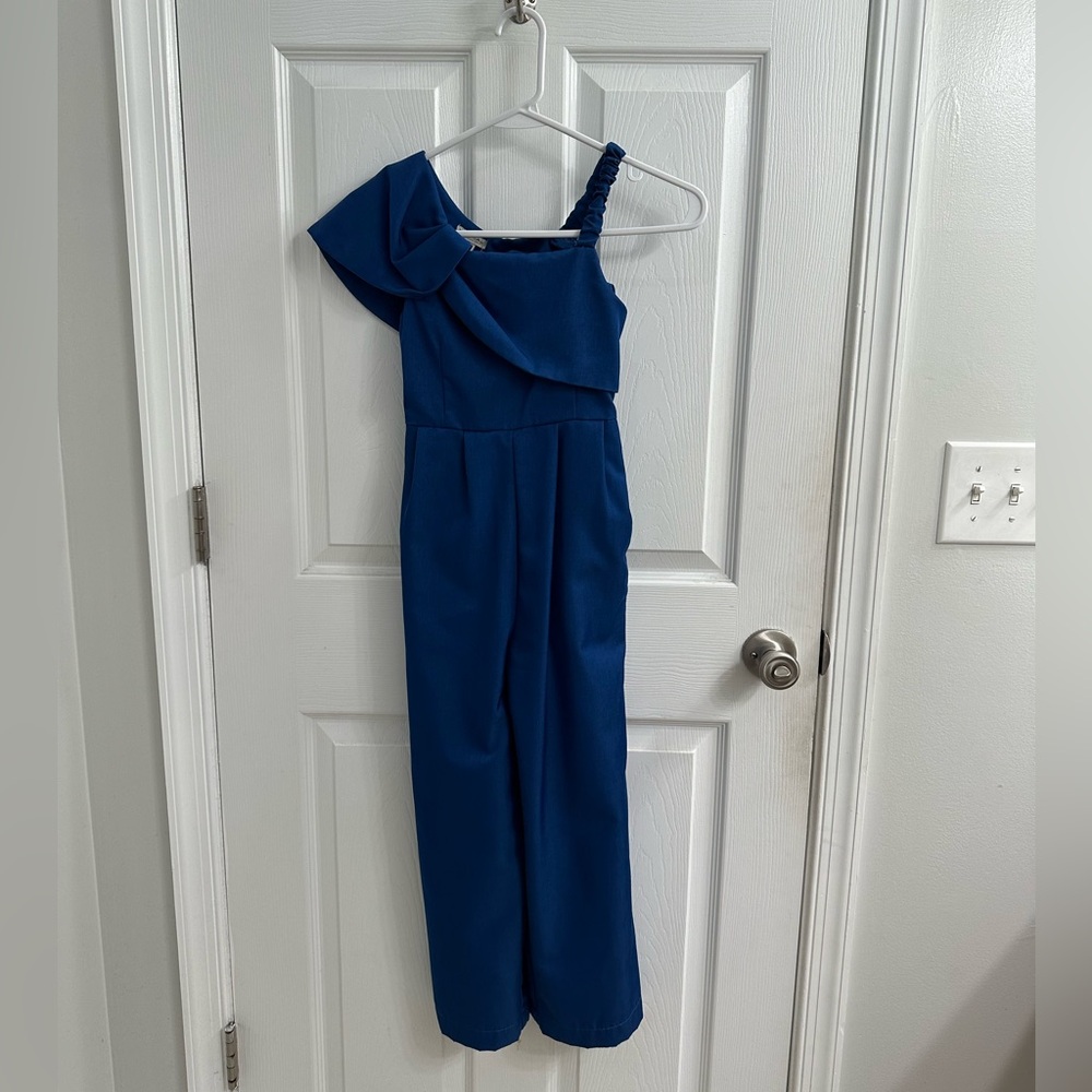 Elegant Blue One-Shoulder Jumpsuit Girls size 7/8